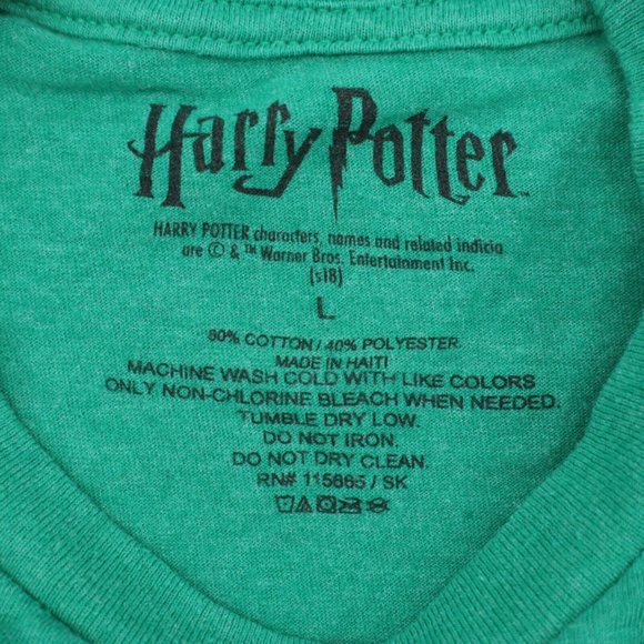 Harry Potter Shirt Mens L Green Short Sleeve Slytherin Graphic Print Tee - Picture 2 of 13